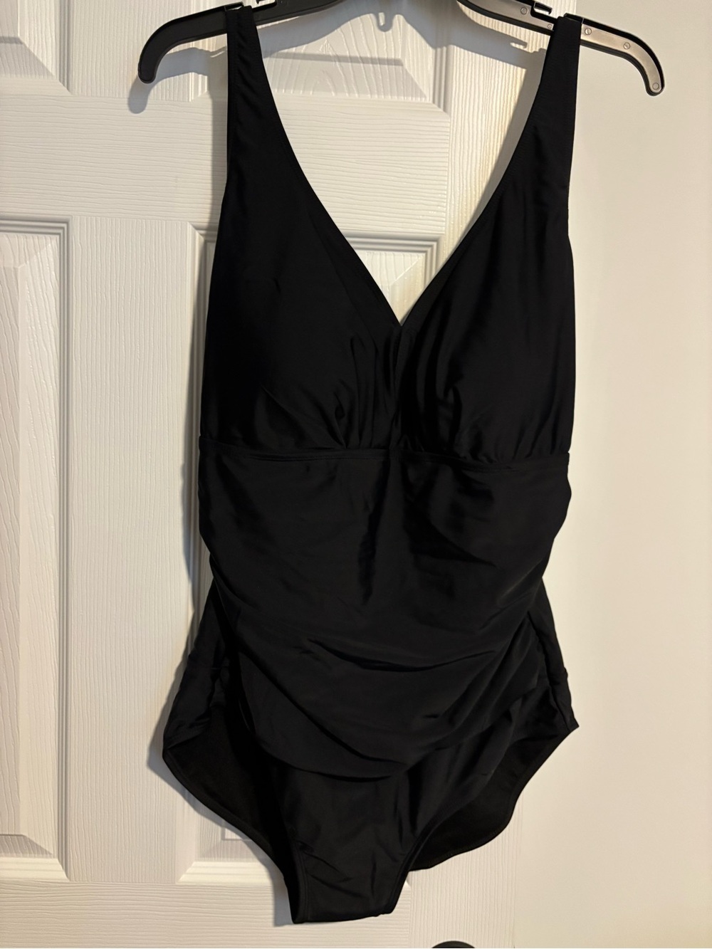 Classic Black One-Piece Swimsuit - Sleek V-Neck